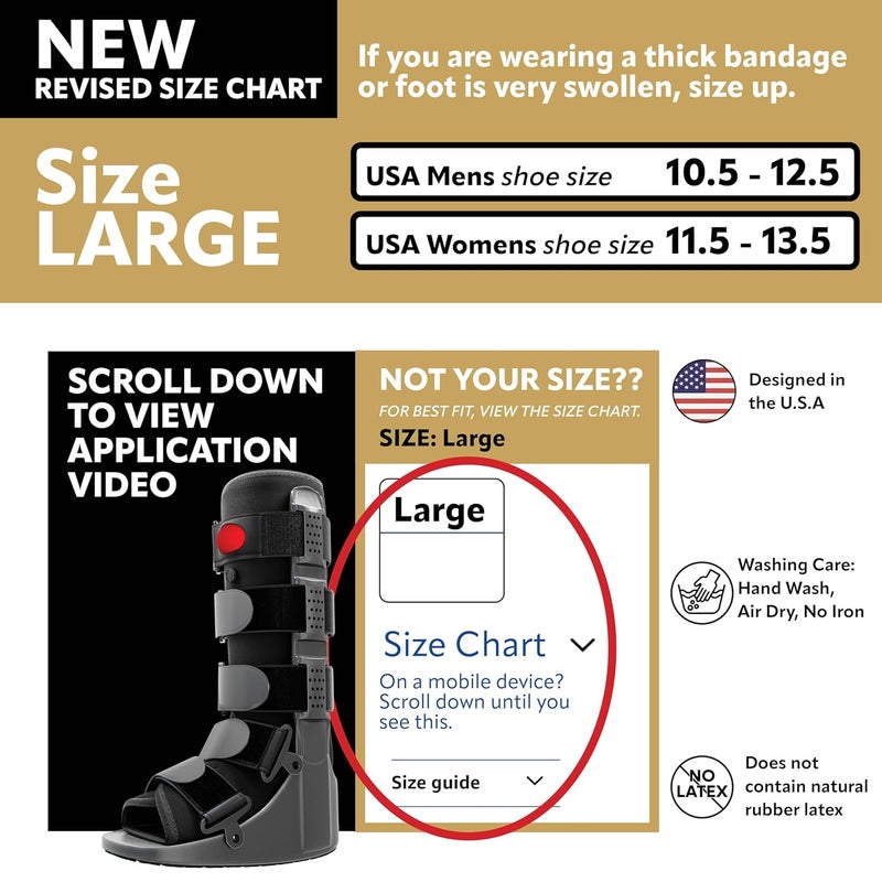 Braceapedia Rapid Recover Tall Walking Boot, Fracture Boot, Medical Grade Foot Brace for Fractures, Ankle Injury Boot, Adjustable Extra Large Compression Air Pump for Sprain & Injury Recovery, Post Op Shoe, Foot Boot Brace for Injured Foot, Large - Image 2